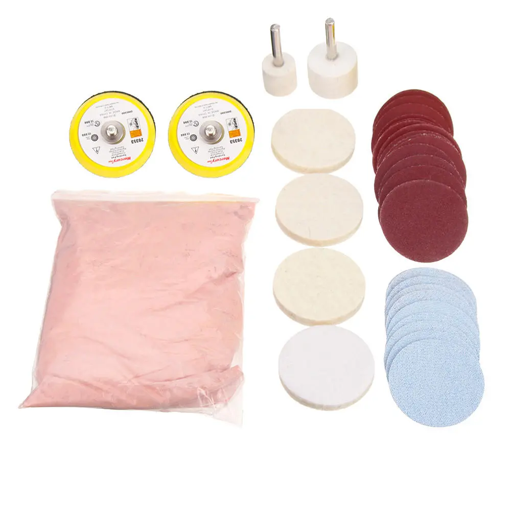 Glass Polishing Kit - 39pcs M6 Thread Sanding Pad & Cleaning Tools