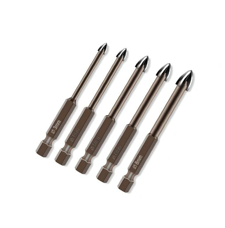5pcs Carbide Tile Drill Bit Set - 3/4/5/6/8mm for Ceramic Brick Wall