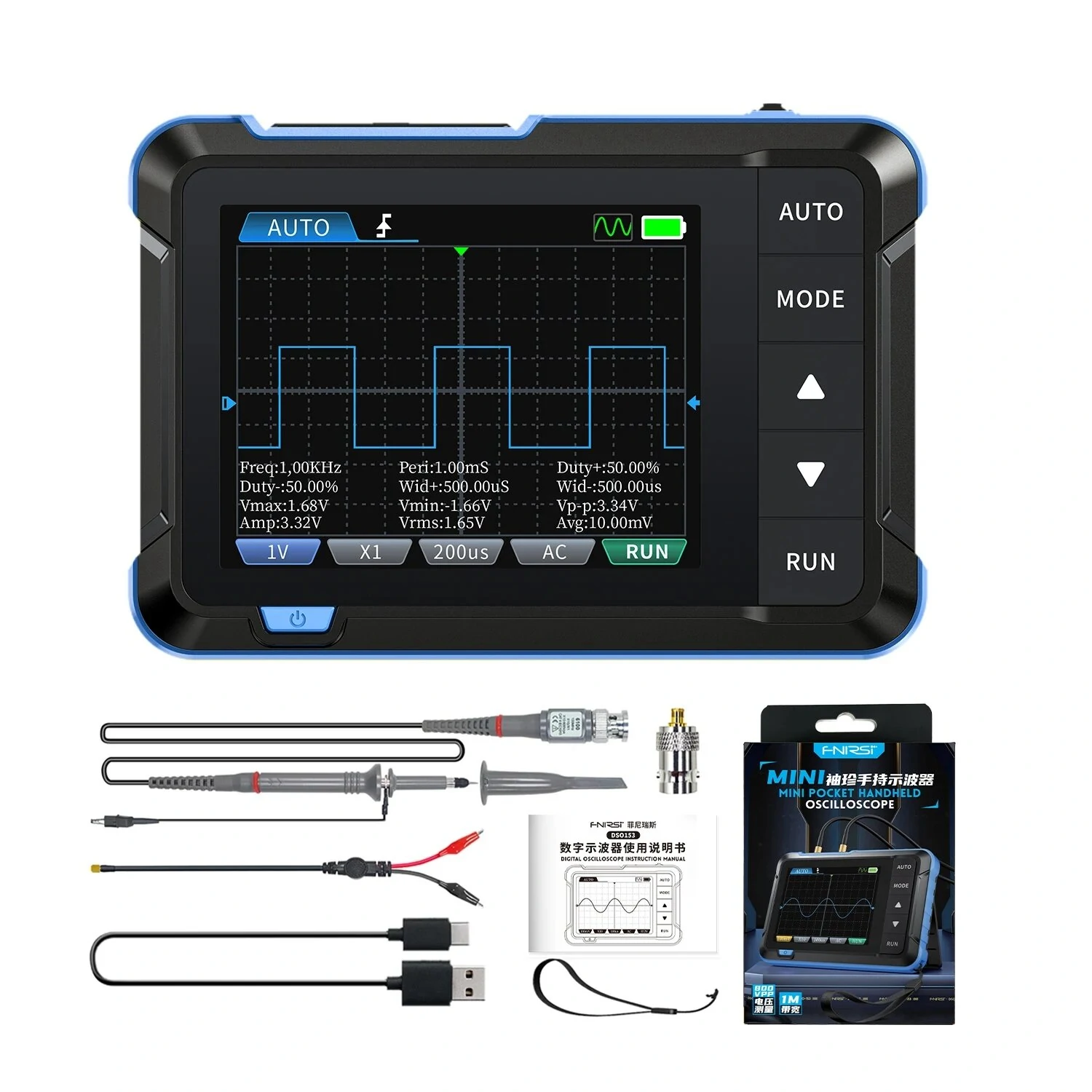 FNIRSI DSO153 Oscilloscope & Signal Generator | 1MHz Bandwidth, 5MS/s