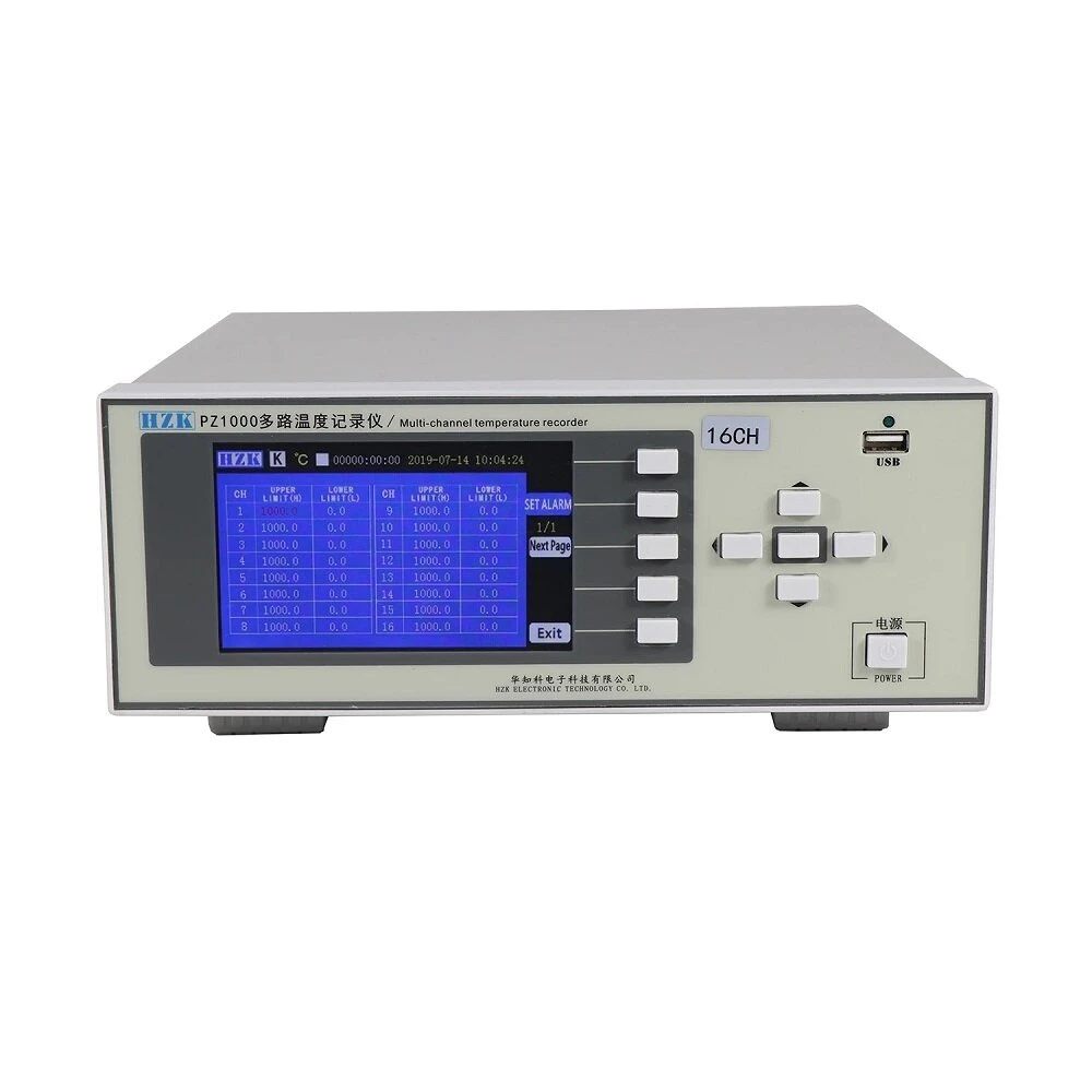PZ1016S 5-inch 16-Channel Temperature Recorder | 8G Memory & Alarm