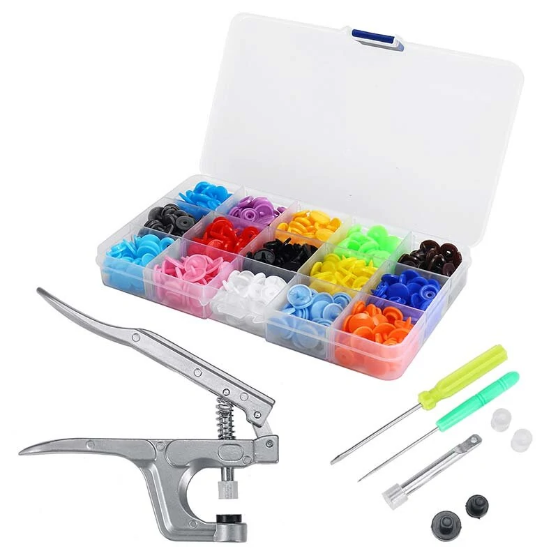 T5 Snap Poppers Fastener Pliers - 400 Sets Plastic Buttons & Punching Tool