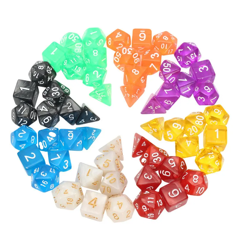 MTG Dice Set - 56 Pcs Polyhedral RPG Dice in 8 Colors with 8 Pouches
