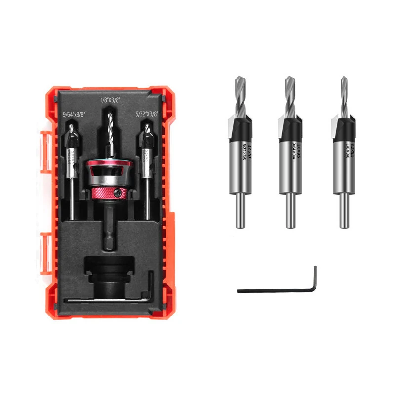 3PCS Countersink Drill Bit Set with Depth Stop | 6542 Steel for Woodworking