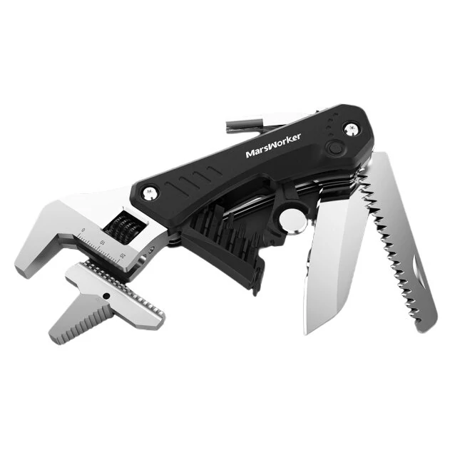 MarsWorker 6-in-1 EDC Multi-Tool with Wrench, Pliers, Screwdriver & LED Light