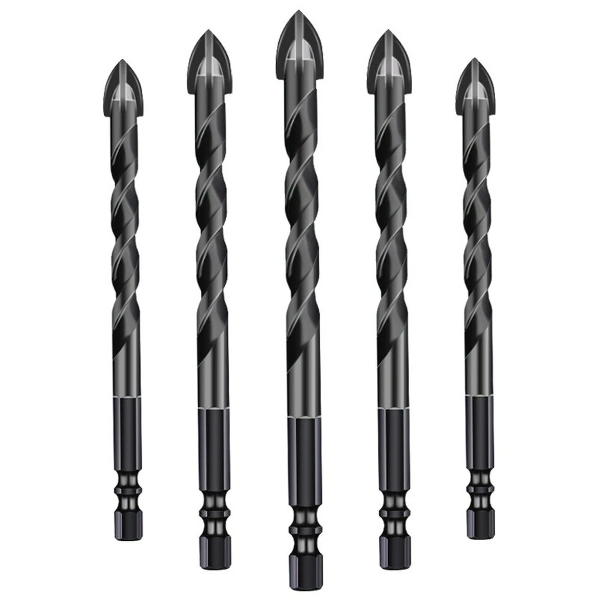 6pcs 6-12mm 4 Flute Tile Drill Bits Set | Alloy for Stone Glass Ceramic Concrete