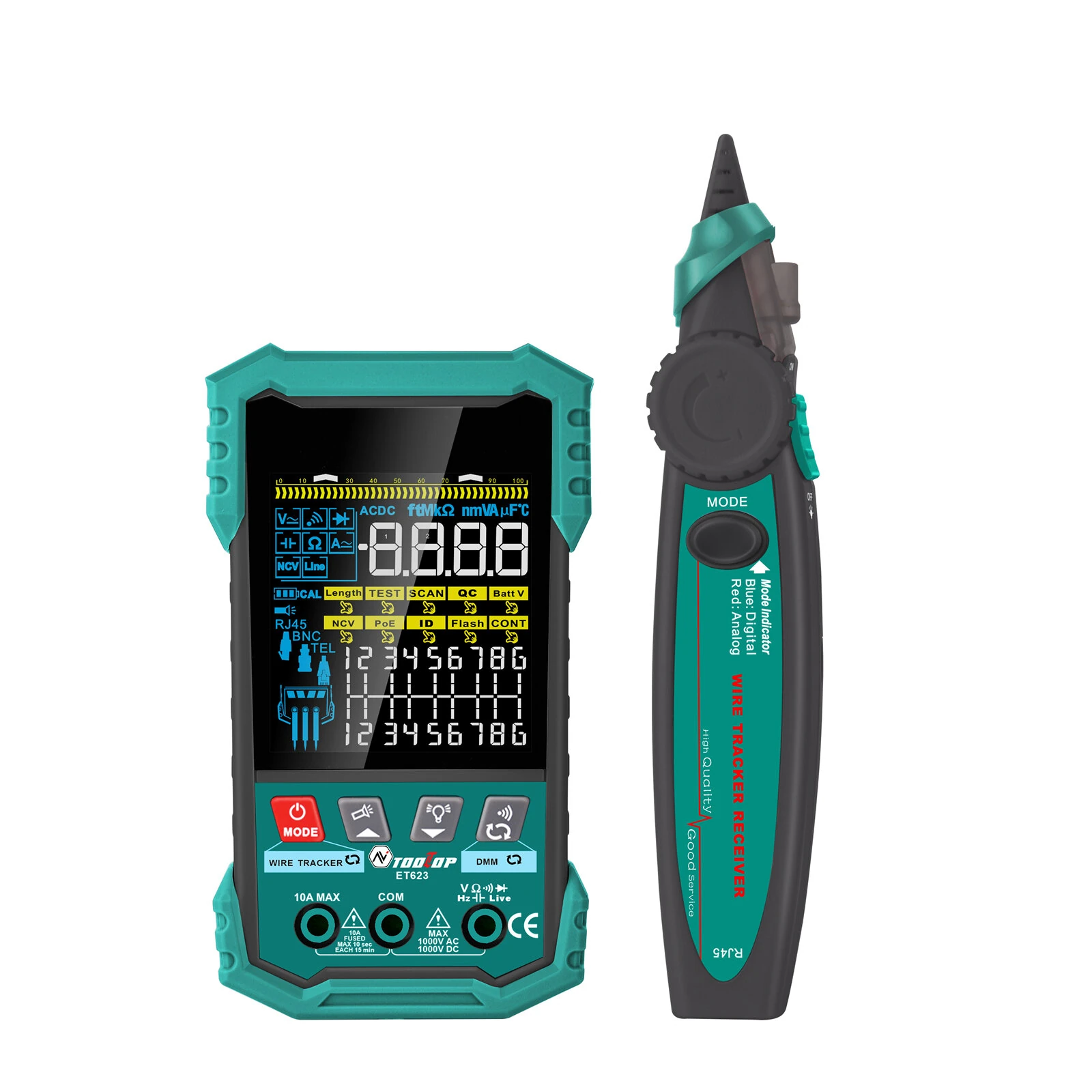 EU Direct ET622 ET623 Network Cable Tester - Multimeter & Wire Tracker | 6000 Count Screen, NCV, POE & Voltage Testing