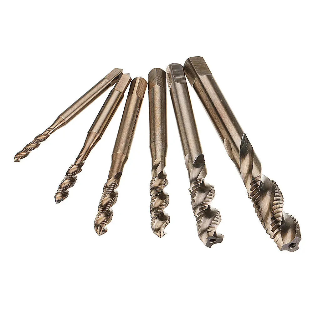 Drillpro M3-M10 HSS Co M35 Spiral Flute Plug Tap | Metric Screw Tap Set