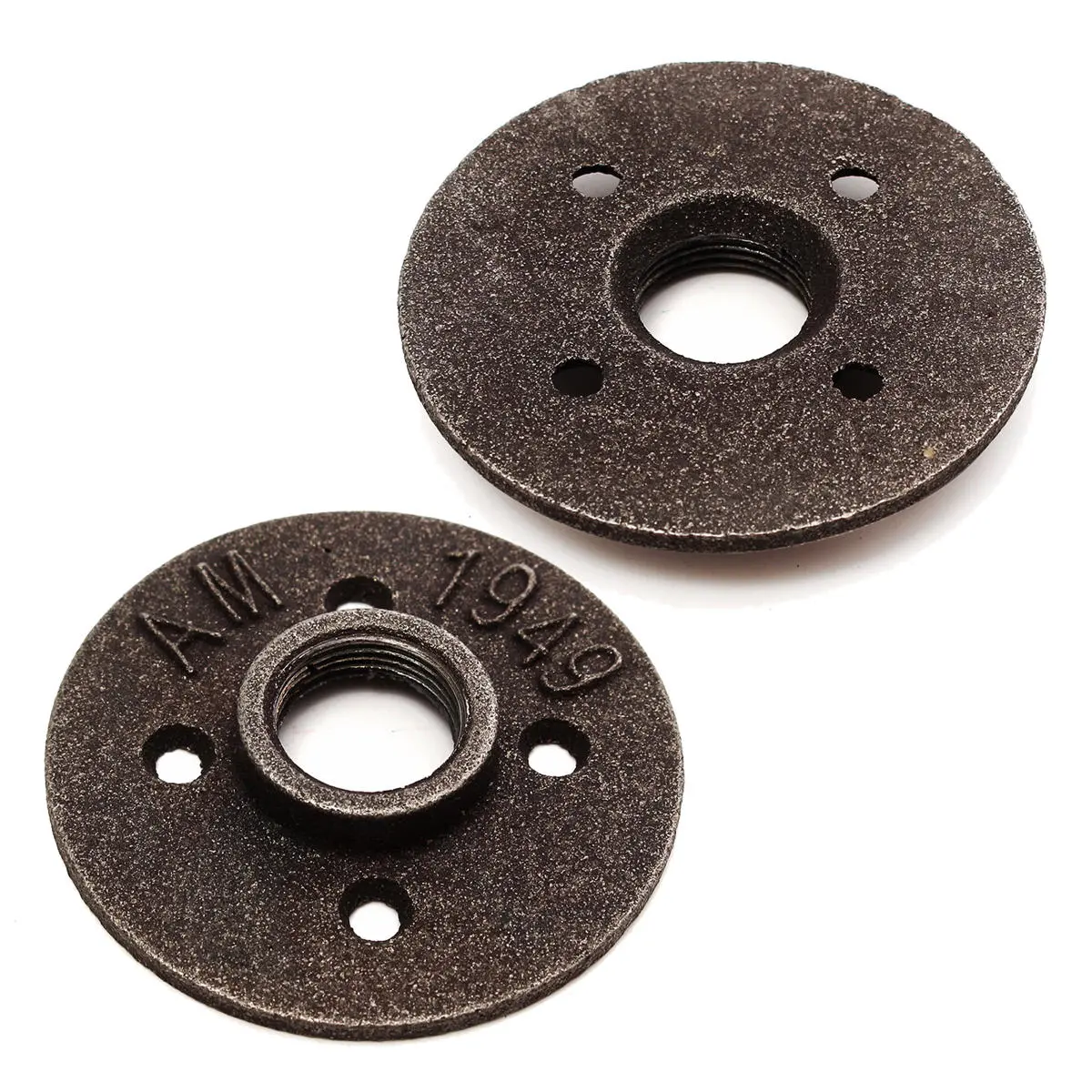 2pcs 3/4 Inch Black Malleable Iron Floor Flange - NPT Pipe Fitting Antique Seat