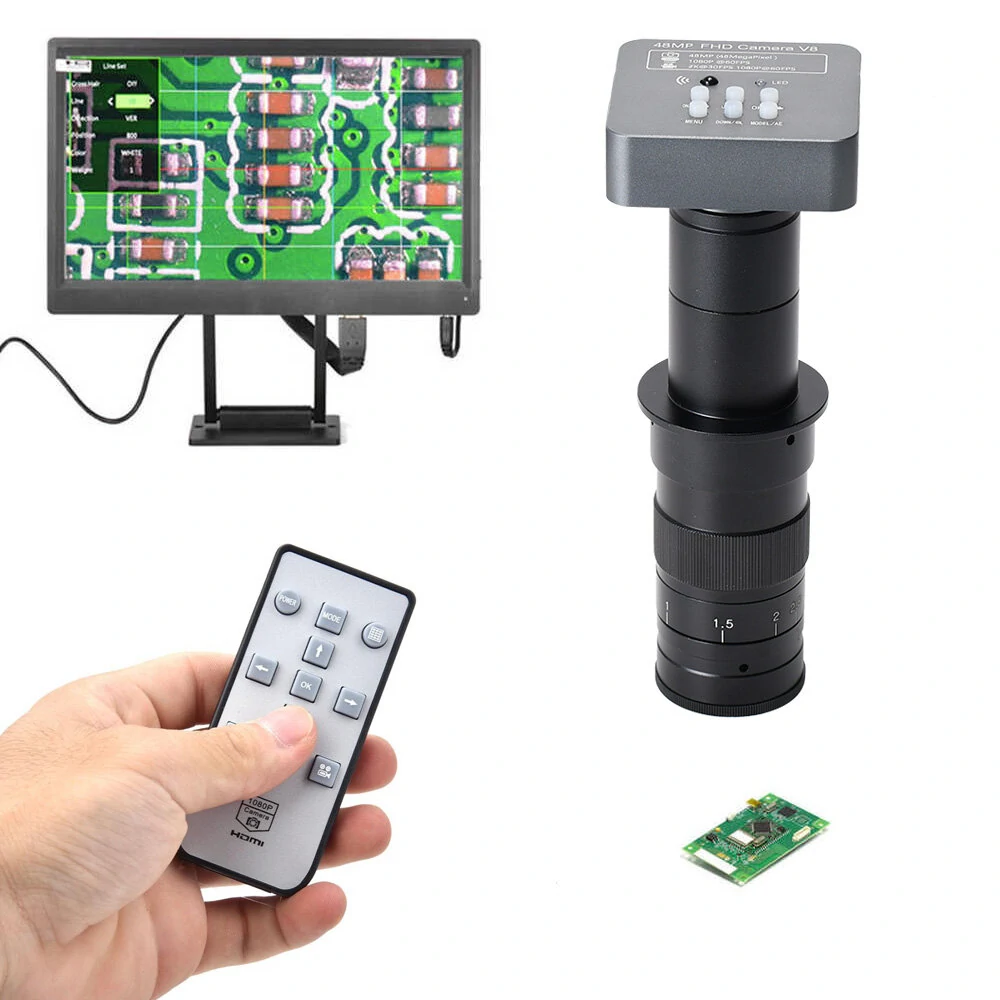 HAYEAR 48MP 1080P 2K USB Microscope Camera - 10X-180X Zoom | C-Mount for Welding Repair