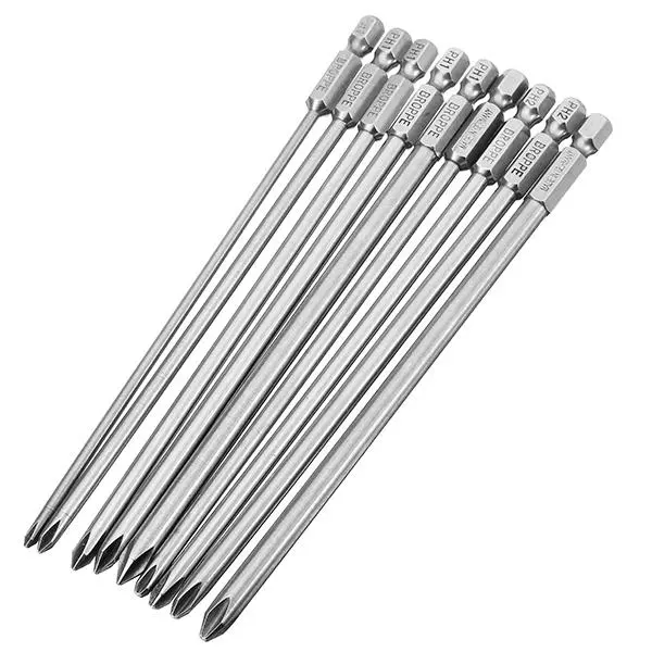 Broppe 9pcs Magnetic Screwdriver Bits - Phillips Cross Head - 150mm Long Hex Shank
