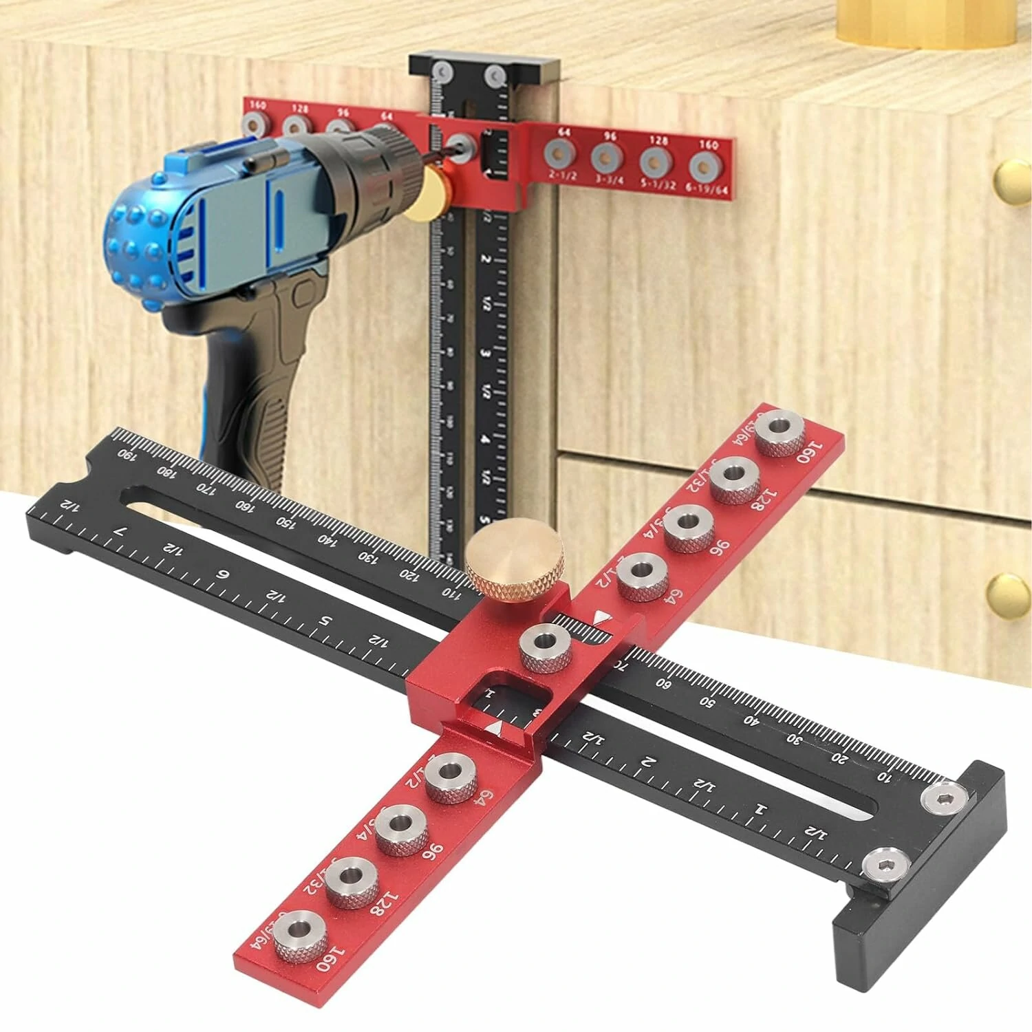 Professional Handle Punch Locator - Adjustable Distance & Precise Scale for Door Handle Installation