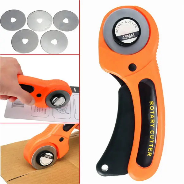 OLFA 45mm Rotary Cutter - 5 Blades for Sewing, Quilting & Fabric Cutting