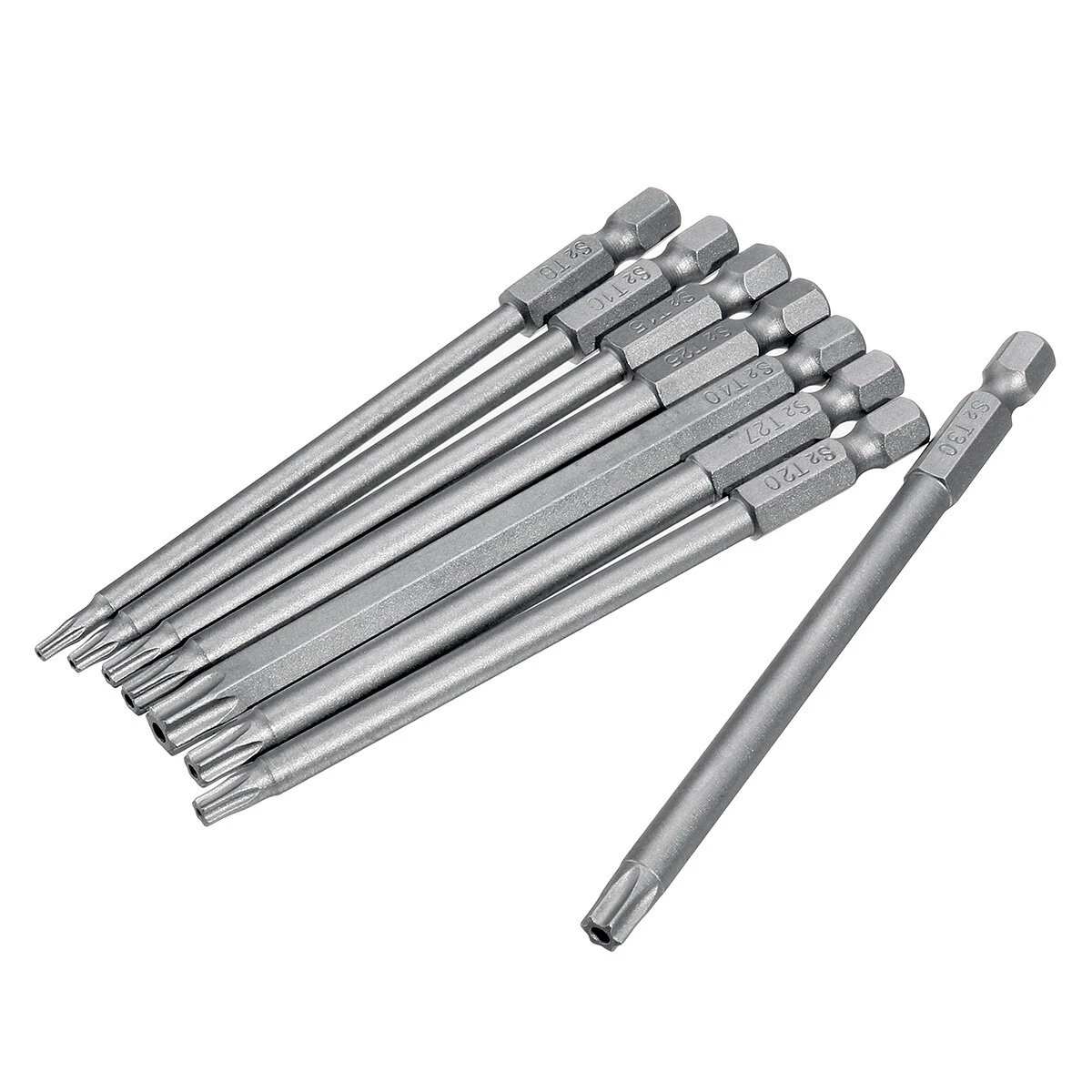 T8-T40 100mm Magnetic Torx Screwdriver Bits Set - 8pcs 1/4 Inch Hex Shank