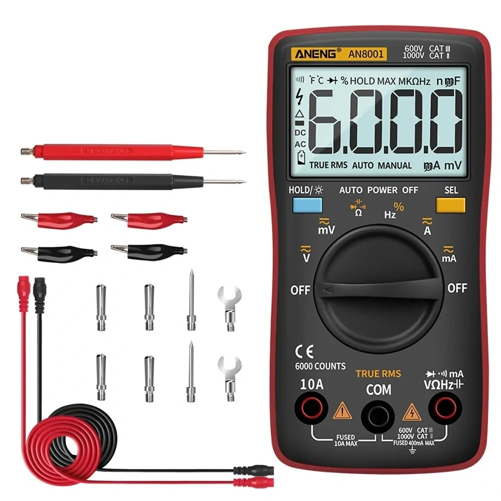 ANENG AN8001Pro True RMS Digital Multimeter - 6000 Counts | AC/DC Voltmeter Ammeter