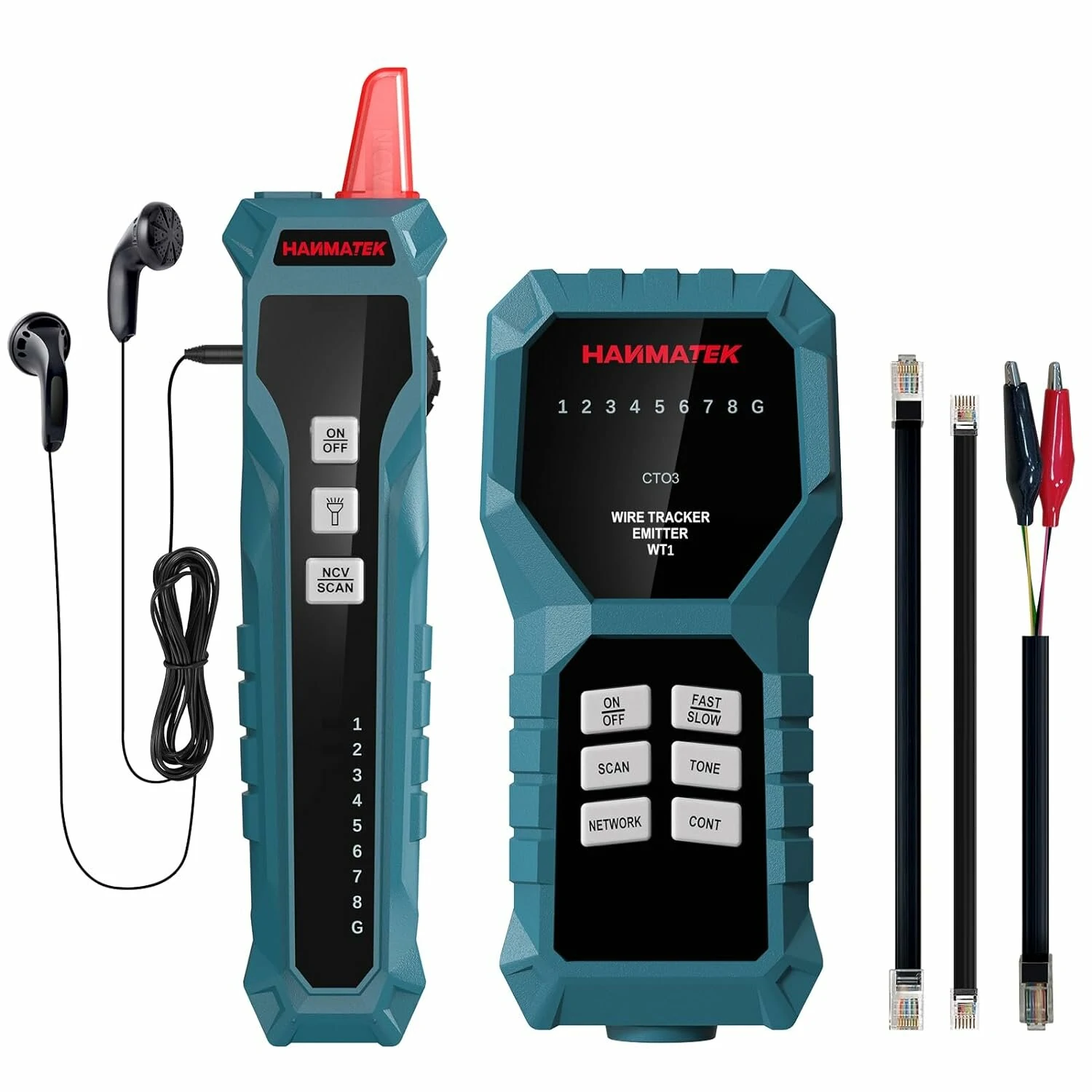 HANMATEK WT1 Network Cable Tester | RJ45 RJ11 Open Short Finder | Wire Tracing Tool with Accessories