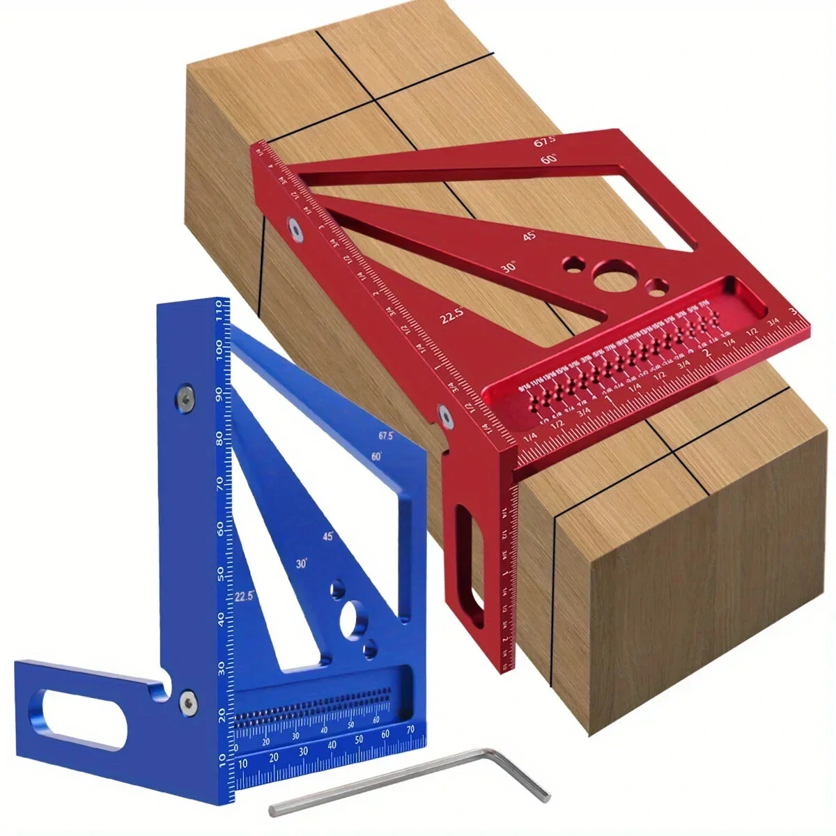JIGHOLE 3D Multi-Angle Measuring Ruler - Aluminum T-Square Tool for Woodworking