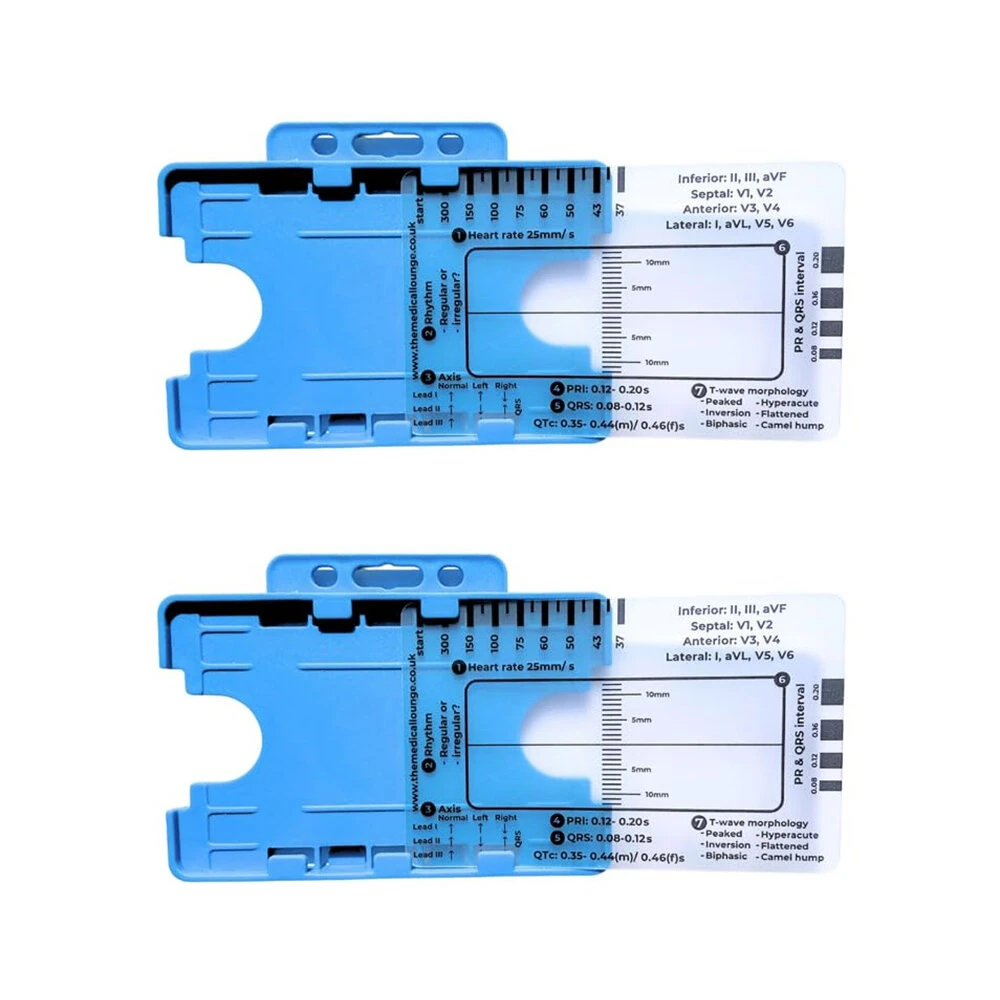 EKG Calipers 7-Step Measuring Tool - ECG Ruler Plastic Transparent & Waterproof