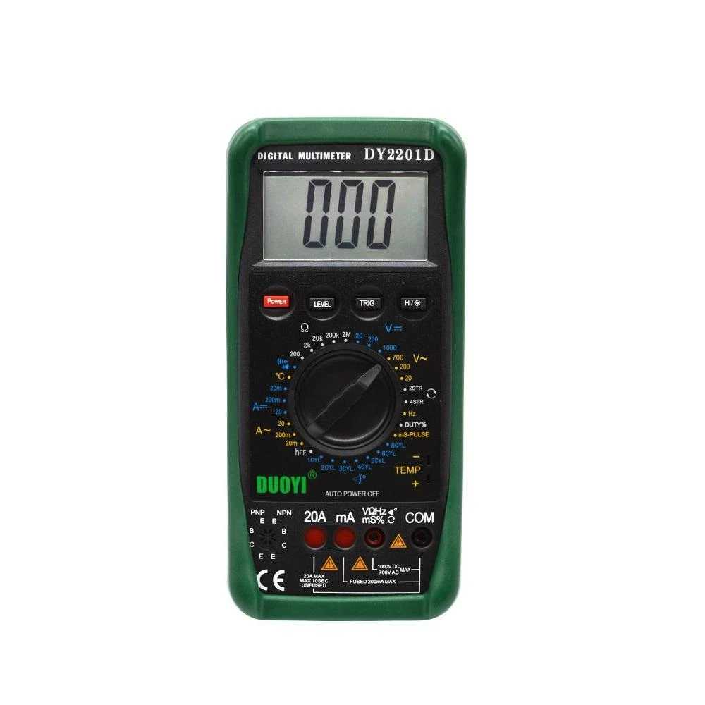 DUOYI DY2201D Automotive Multimeter - LCD Digital Tester with RPM & Temperature