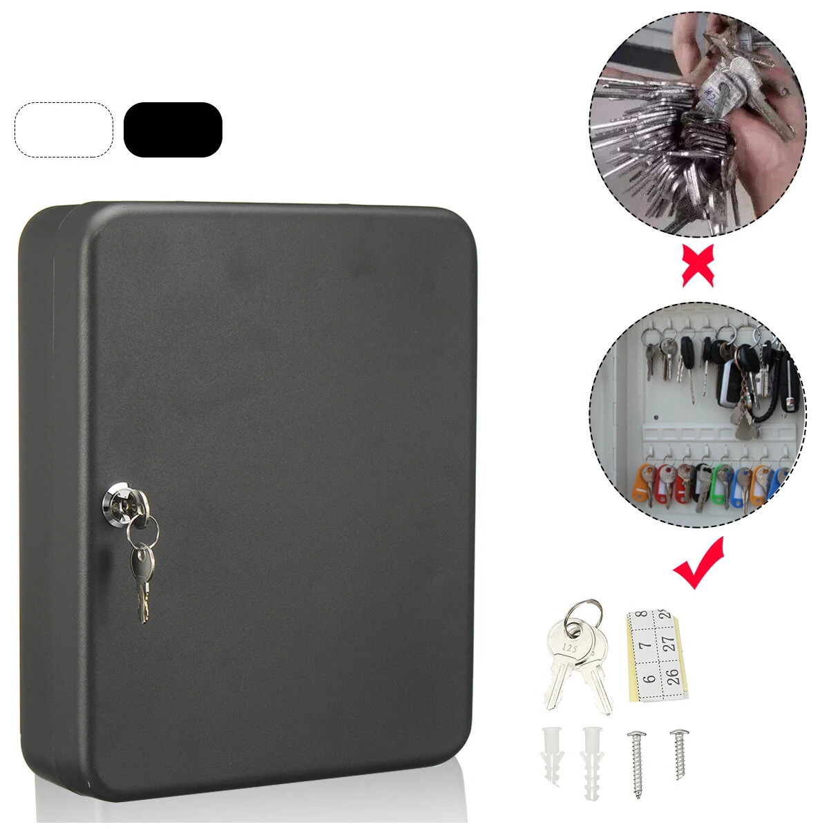 36Pcs Key Storage Cabinet - Lockable Metal Wall Mounted Case | Tool Box