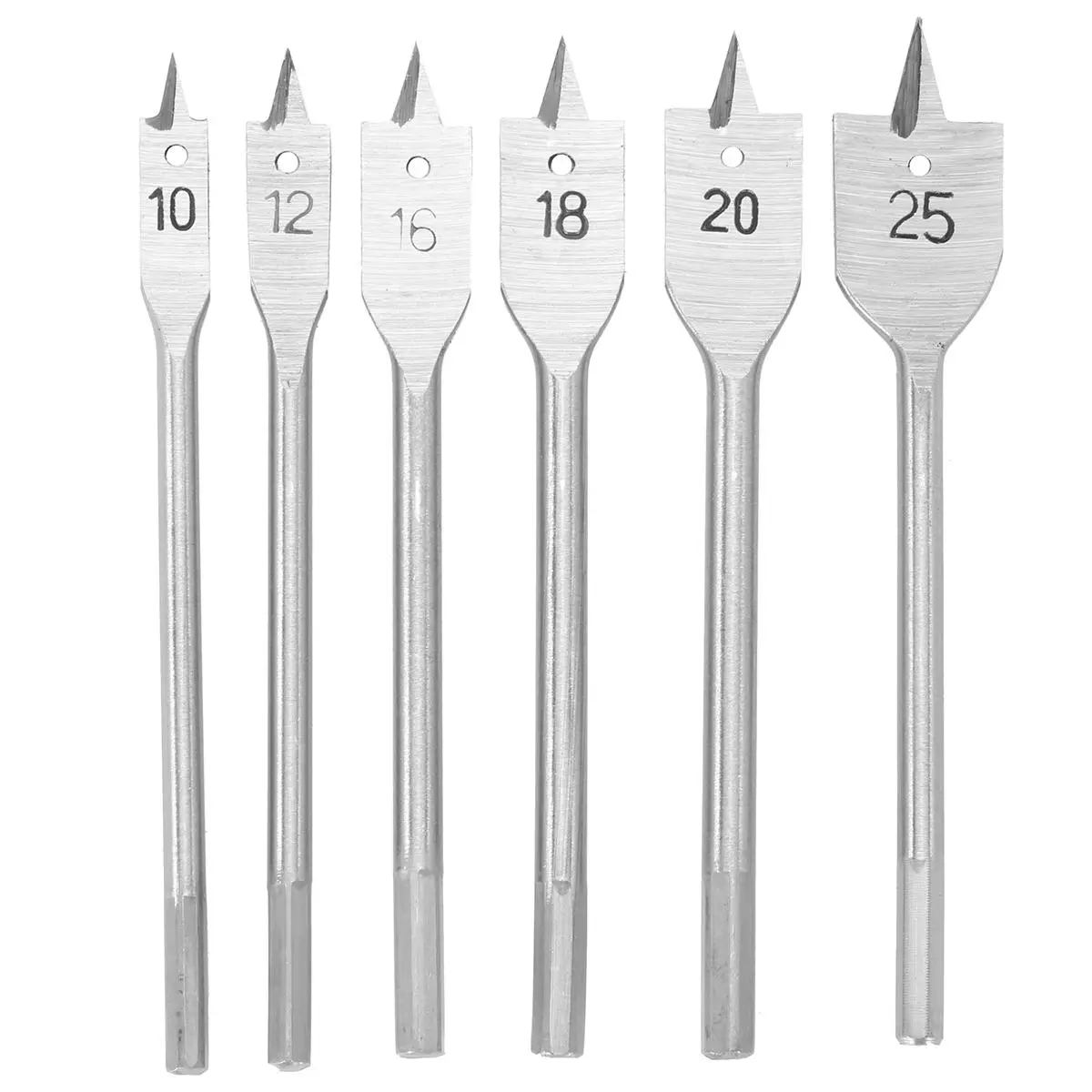 6pcs 10-25mm Flat Spade Drill Bit Set | Hex Shank Woodworking Hole Cutter