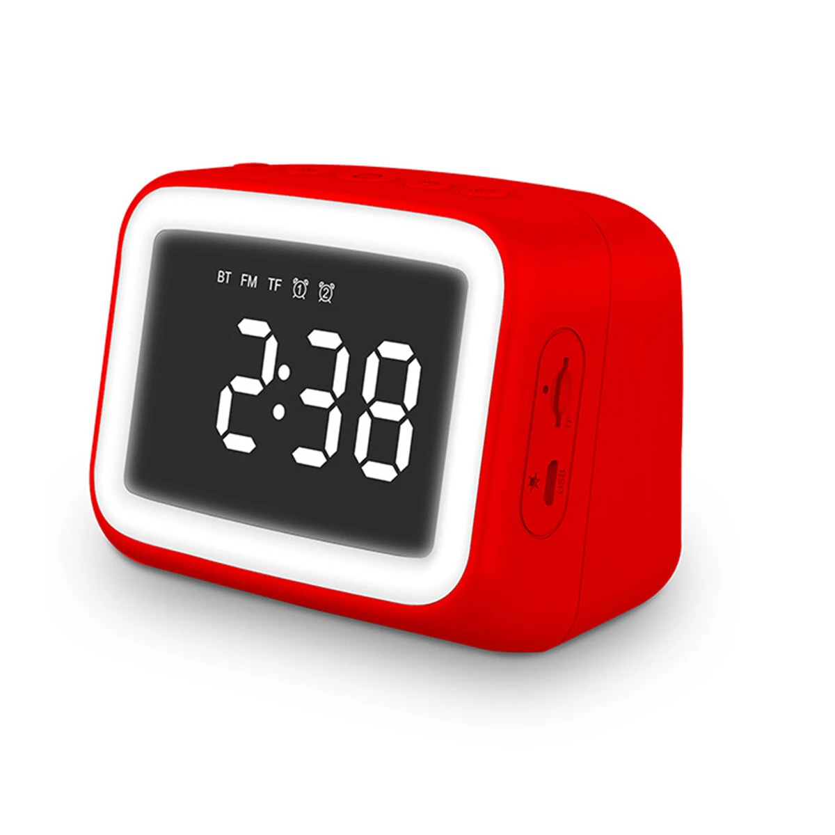 Digital Alarm Clock with FM Radio & Bluetooth 5.0 - LED Mirror Speaker