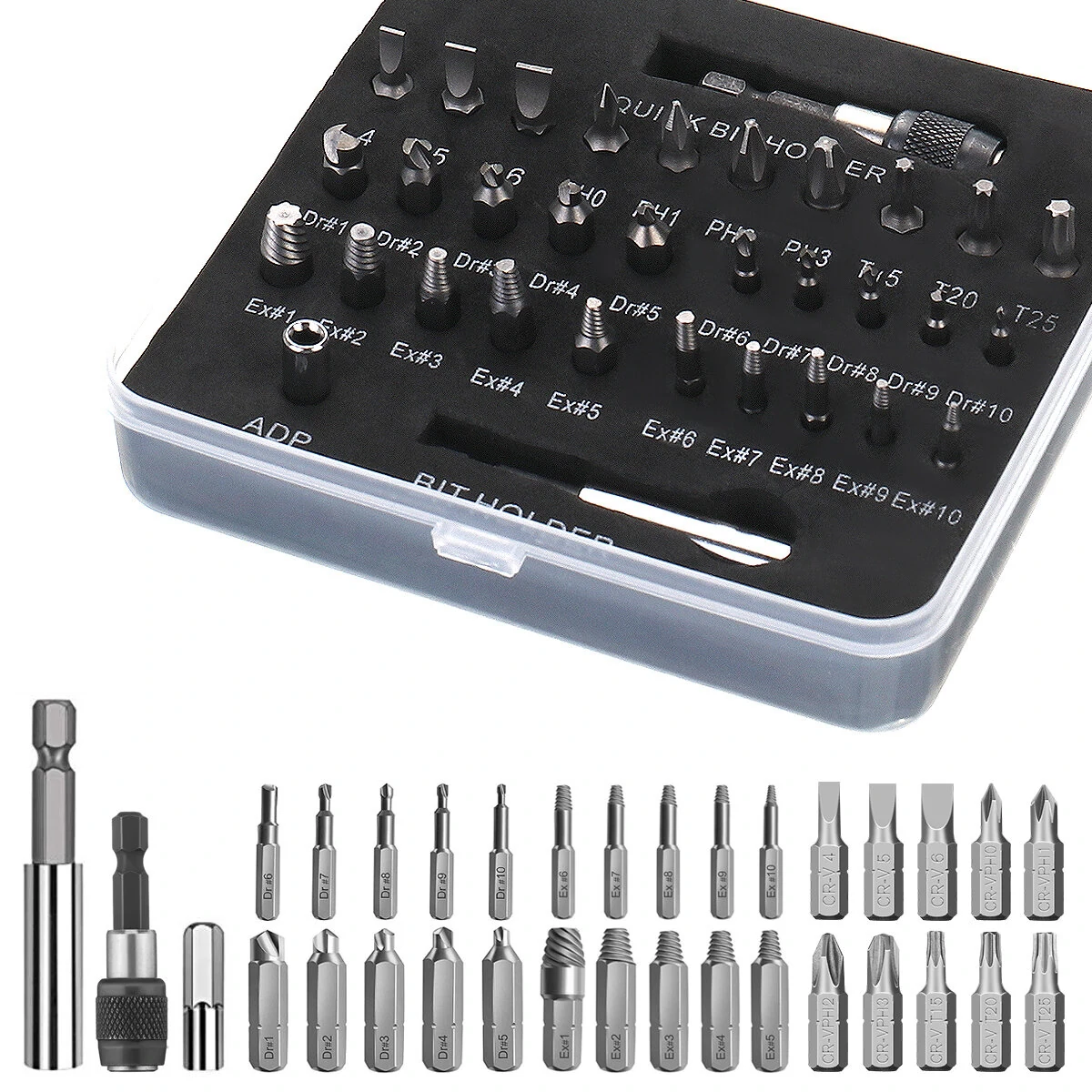 33PCS HSS Screw Extractor Bit Set | Remove Stripped Bolts & Screws