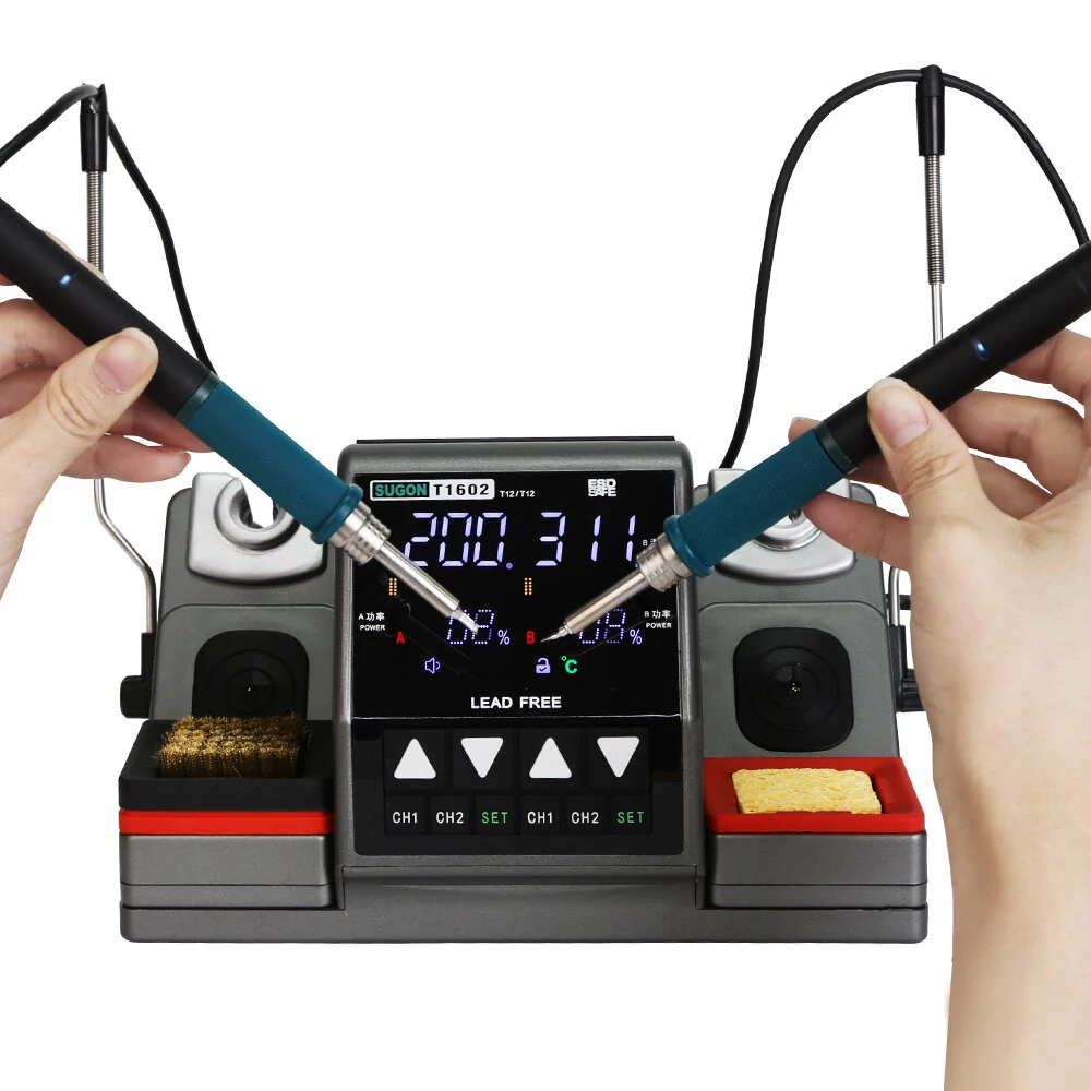 SUGON T1602 Soldering Station - Dual Rework Station for Phone PCB & SMD Repair