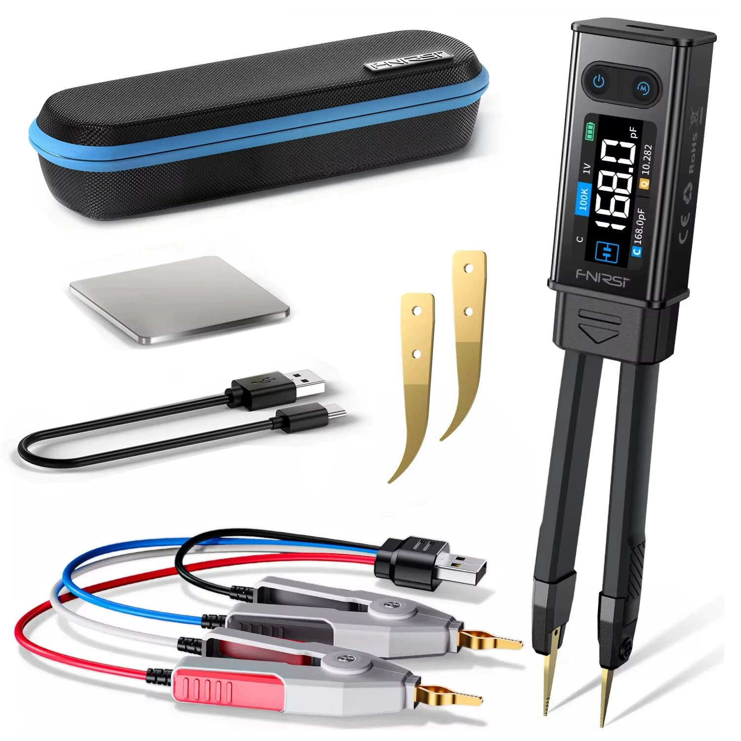 FNIRSI LCR-ST2 Digital Tweezer Bridge | LCR ESR Meter & SMD Tester Tool