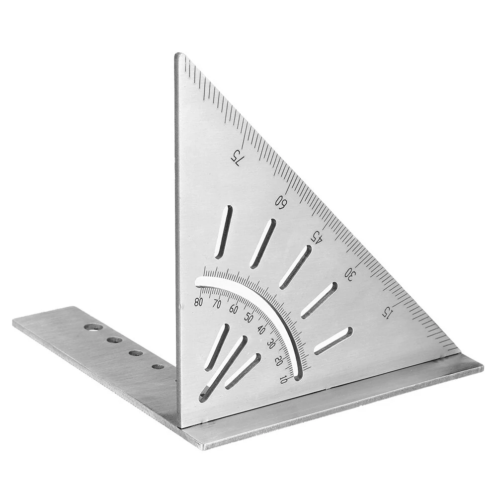 45/90 Degree Mitre Angle Measuring Square - Stainless Steel Woodworking Ruler | Carpenter Layout Tool