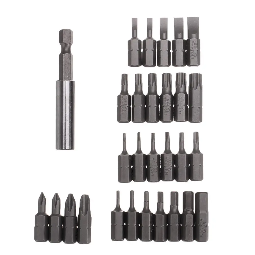 BROPPE 29Pcs S2 Screwdriver Bit Set - Phillips Slotted Torx Hex | 1/4 Inch