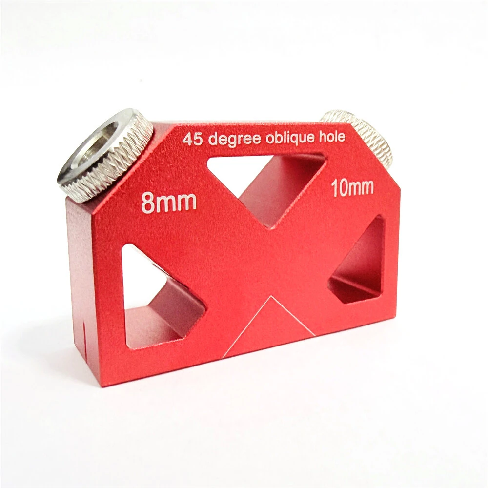 45 Degree Angle Drill Guide Jig - Aluminum Alloy Dowel Jig for 8mm 10mm Pockets