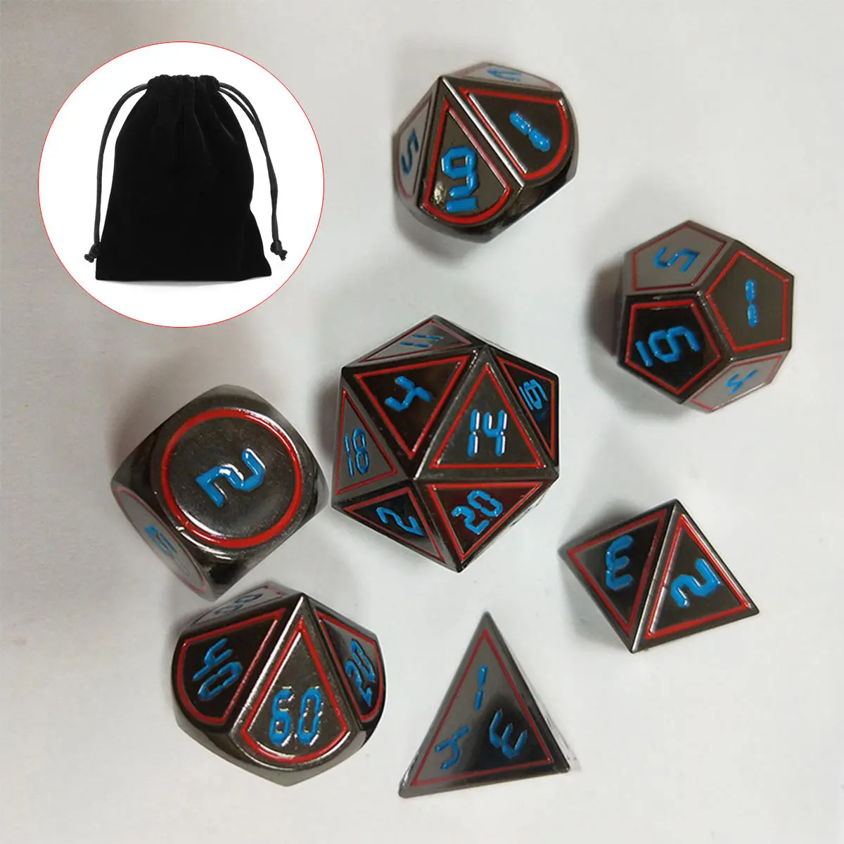 Antique Metal Polyhedral Dice Set - 7Pcs for DND RPG MTG Role Playing Game