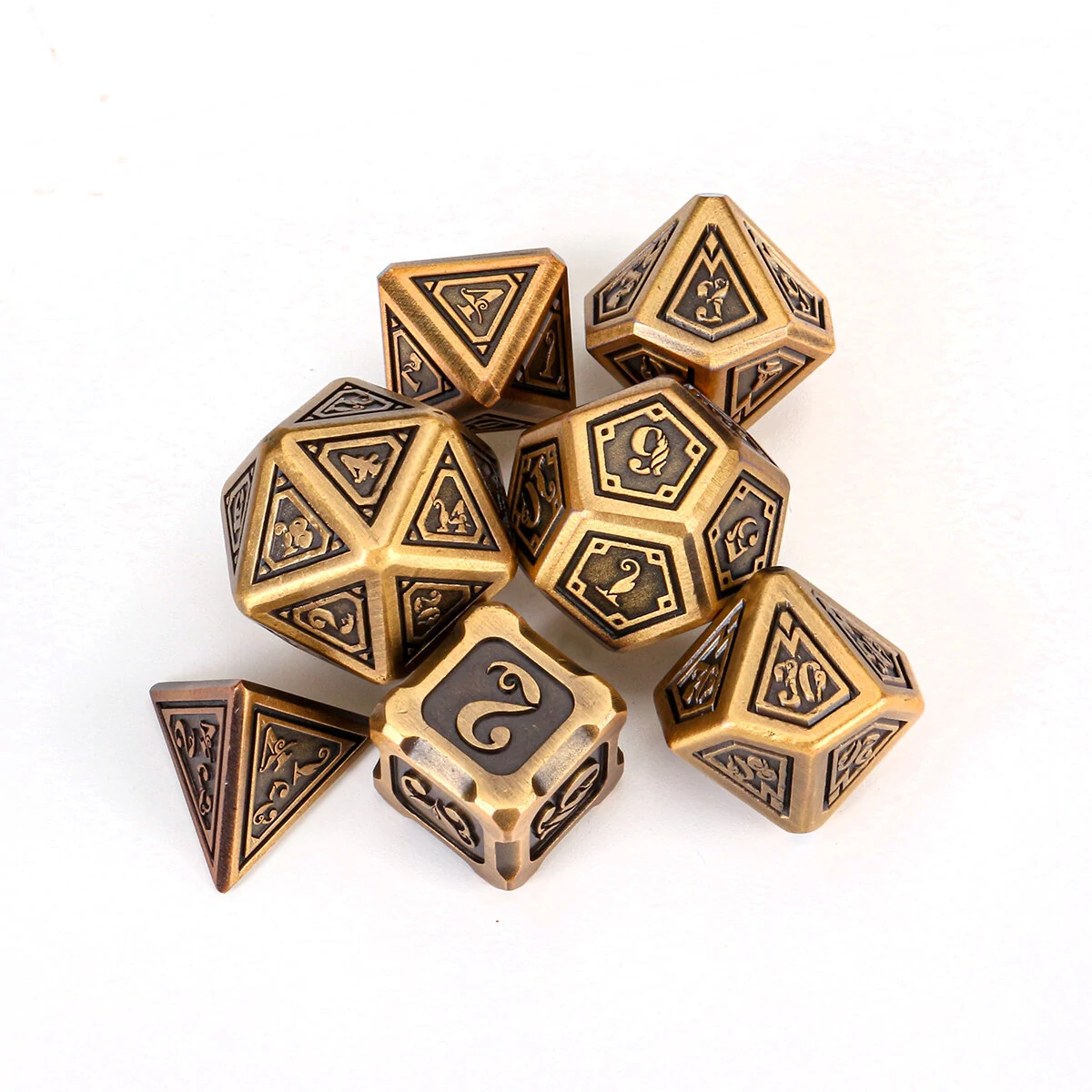 7pcs Zinc Alloy DND Dice Set - Embossed Heavy Metal Polyhedral RPG MTG Game