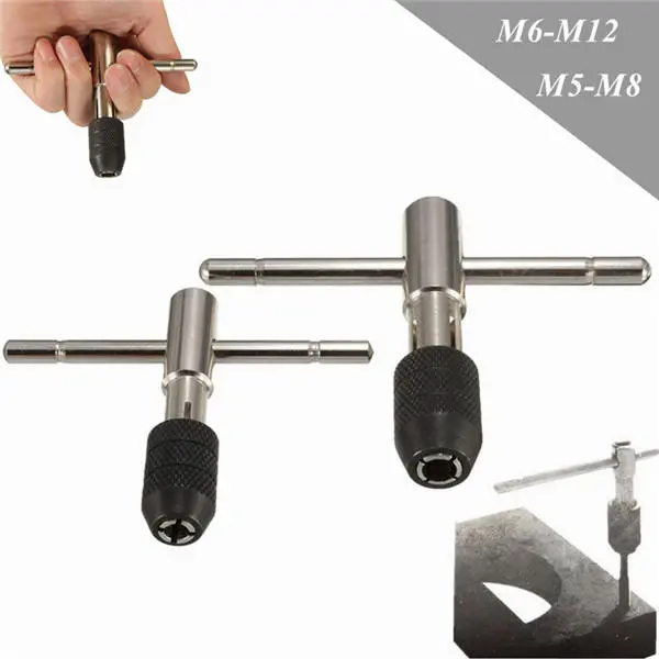 M5-M8 M6-M12 T Handle Tap Wrench | Adjustable Chuck Type Hand Tool