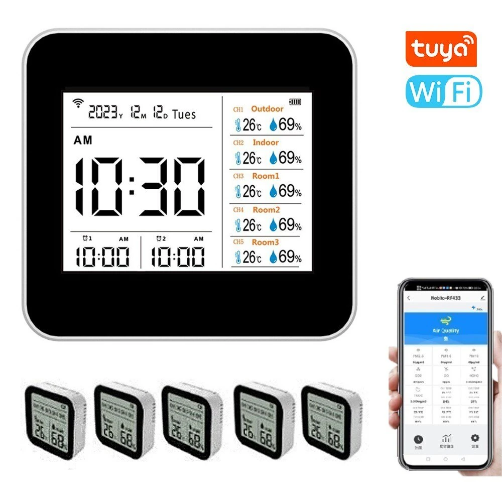 Tuya WiFi Thermometer Hygrometer - 13-in-1 Indoor Monitor with App Control