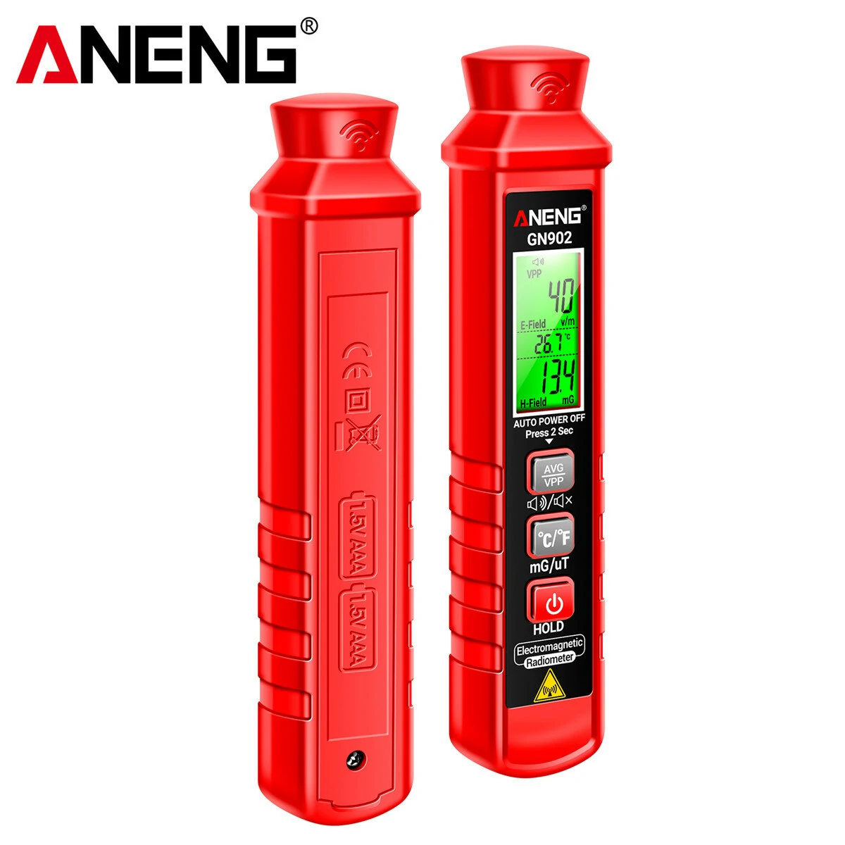 ANENG GN902 3-in-1 EMF Tester | Electric & Magnetic Field Meter 5Hz-3500MHz | LCD Display with Safety Alarm