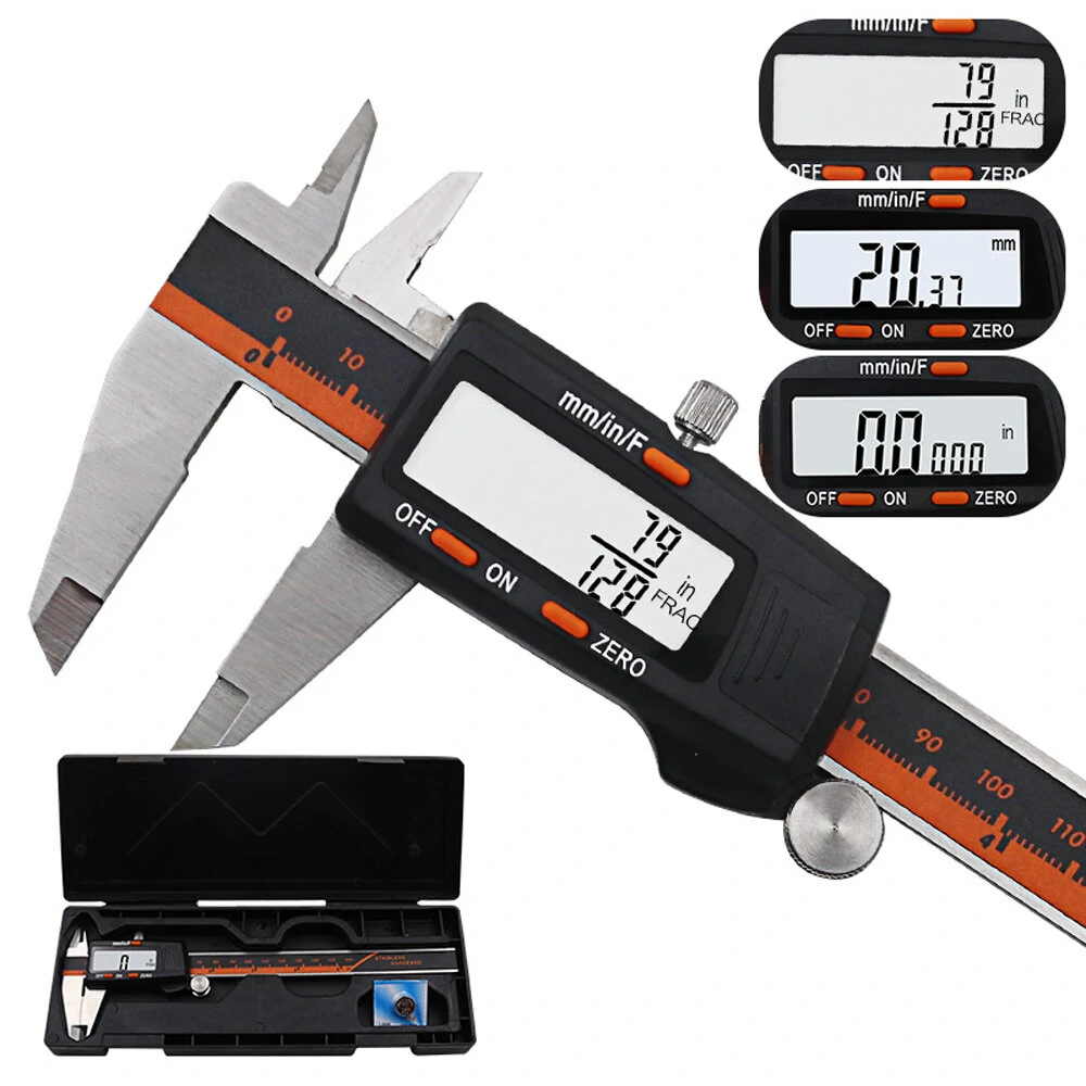 DANIU 150mm / 6 Inch Digital Caliper - Stainless Steel, LCD Display, Fraction/MM/Inch