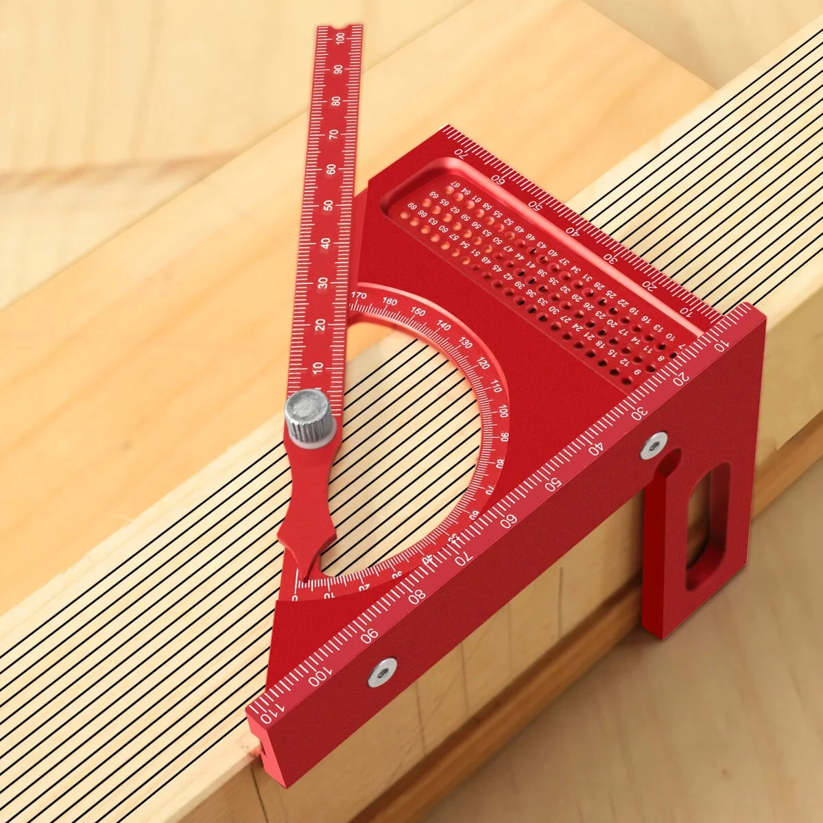 JIGHOLE 180 Degree Adjustable 3D Triangle Ruler Protractor | Aluminum Alloy Carpentry Square