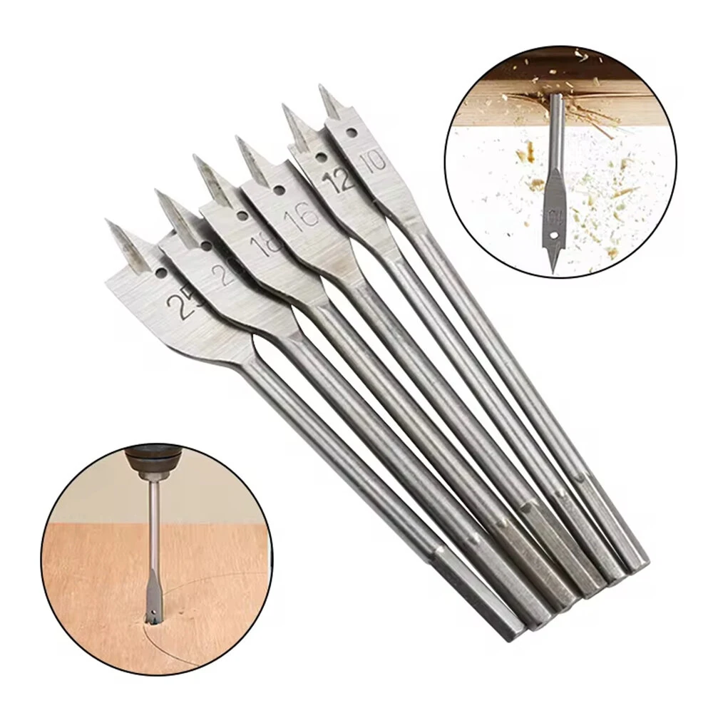 6PCS Three-Pointed Flat Drill Bit Set - High Carbon Steel HRC50 - Woodworking Tool