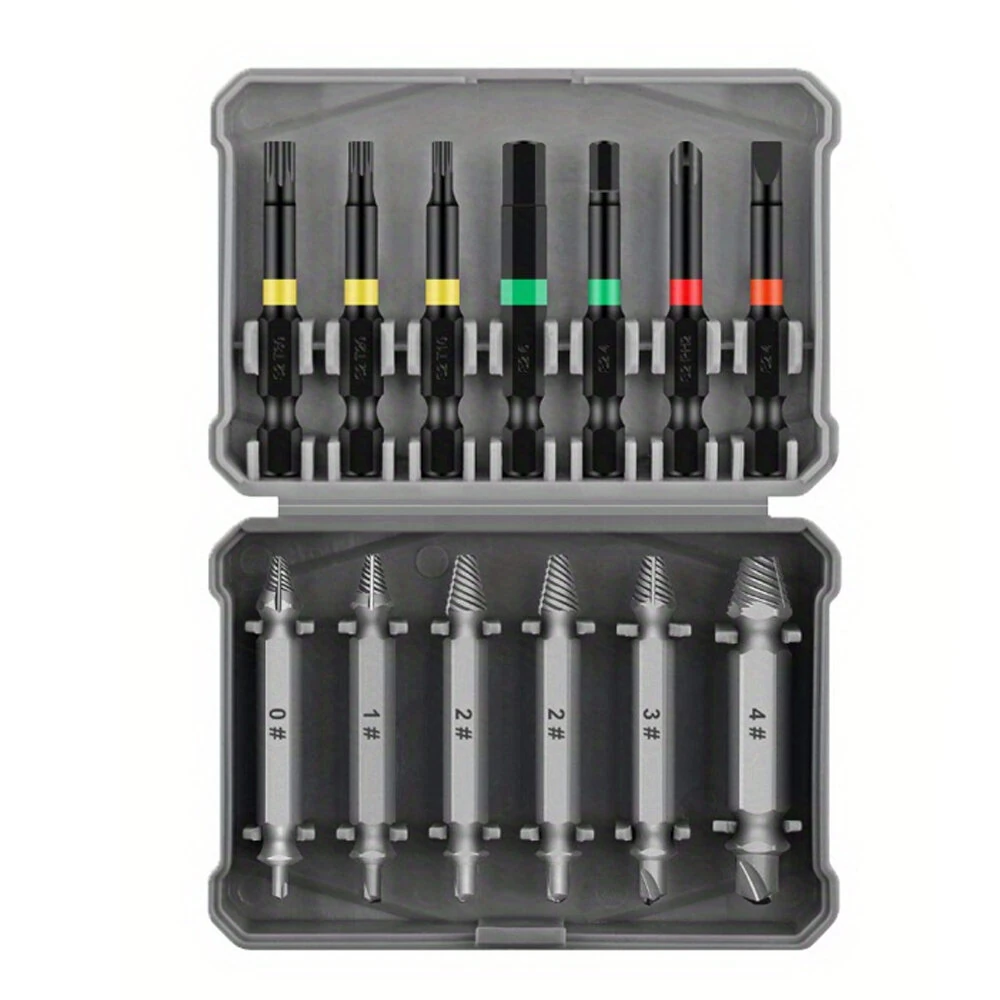 13PCS Screw Extractor Set - Double-Headed Chromium Vanadium Steel - Rust-Proof for Stripped Screws