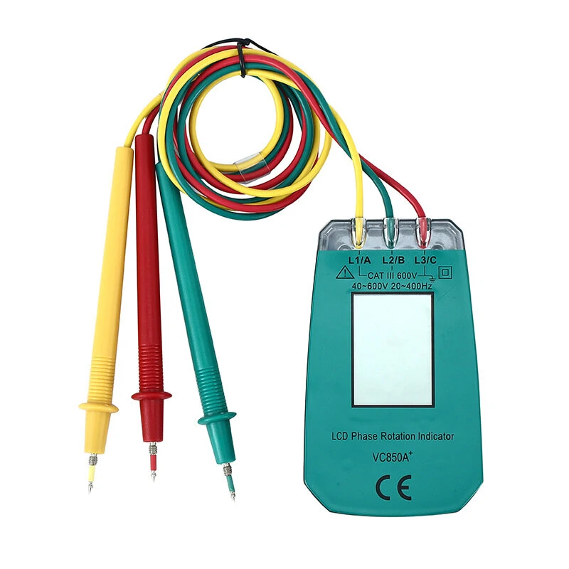 3 Phase Tester - Digital Phase Sequence Indicator | 40V-600V AC Voltage Detector
