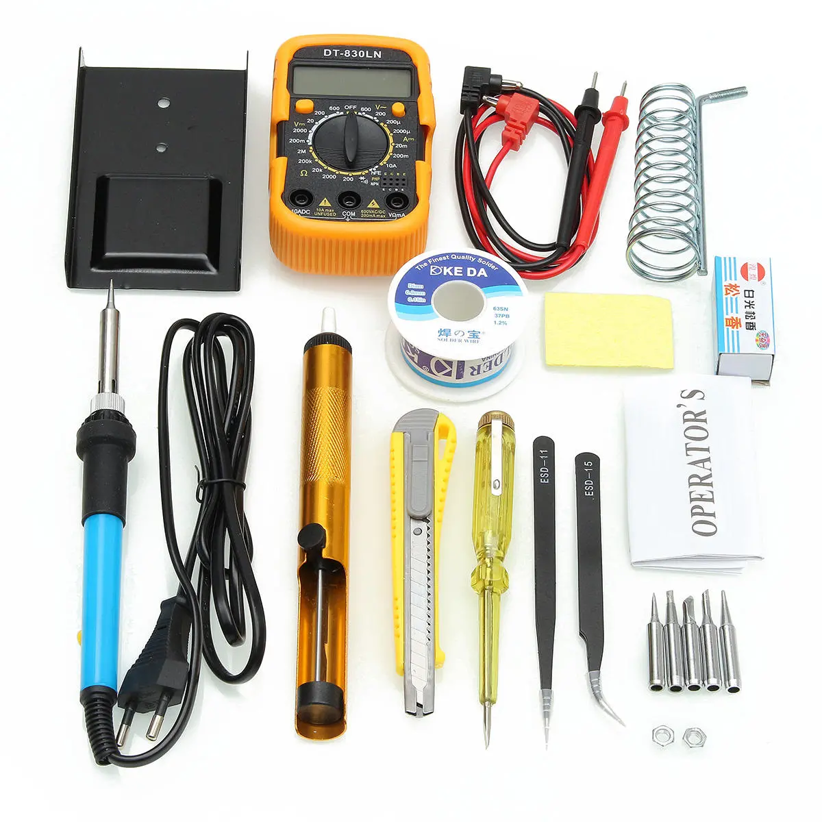 Weller 60W Adjustable Temperature Soldering Iron - 110V/220V with Multi-Meter