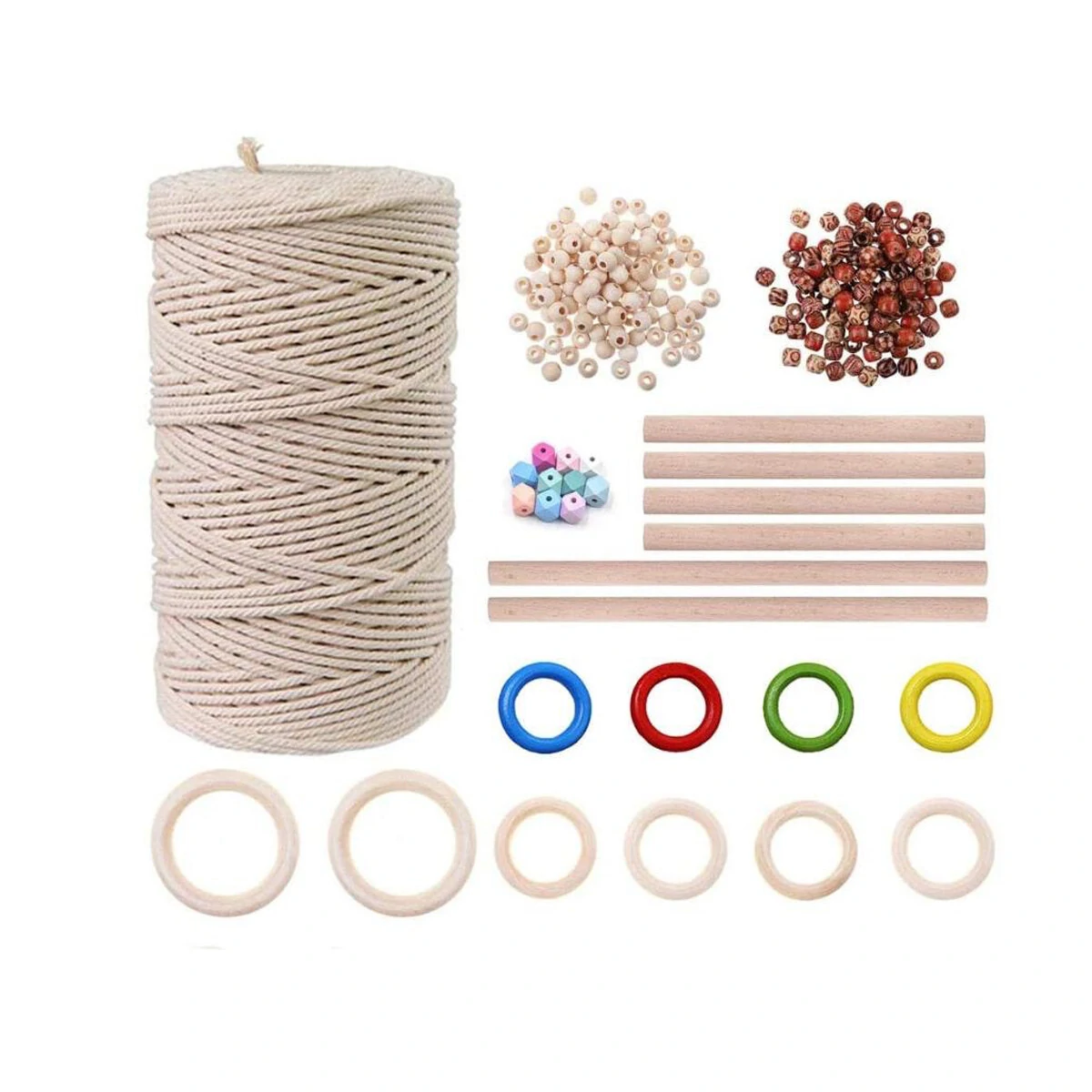 DIY Craft Cord Yarn - Natural White Cotton Cord for Wall Hanging | Drill Attachment
