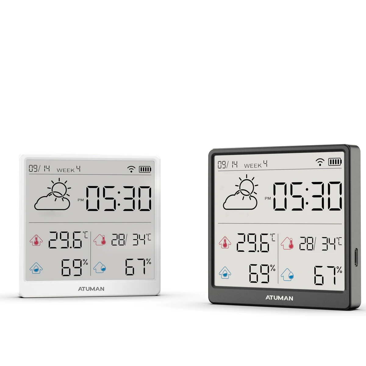 Duka Atuman TH3 Hygrometer - WIFI Indoor Outdoor Temperature Humidity Monitor with 4.3-inch LCD Display & Type-C Charging