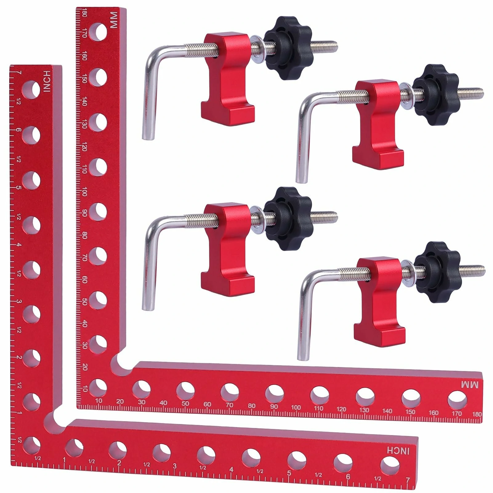 2PCS 180mm Aluminum Alloy Right Angle Clamps | 90 Degree Corner Clamping Tool for Woodworking & Picture Frames