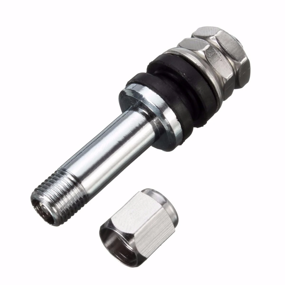 4pcs Universal Chrome Tire Valve Stems TR48 | Flush Mount Metal Bolt & Cap