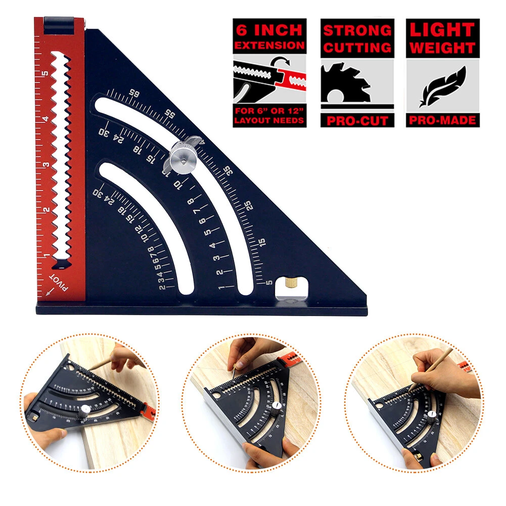 2-in-1 Folding Aluminum Alloy Triangle Square Ruler | Extendable Arm Layout Tool