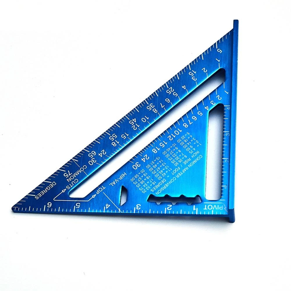 Swanson Tool Co 7 Blue Aluminum Metric Triangle Ruler - Angle Protractor