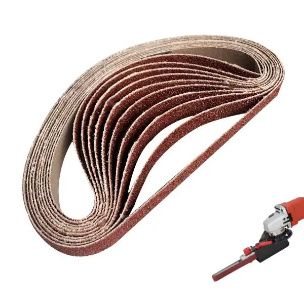 Drillpro 10pcs 60-600 Grit Sanding Belts | 15mm x 452mm for Angle Grinder Adapter