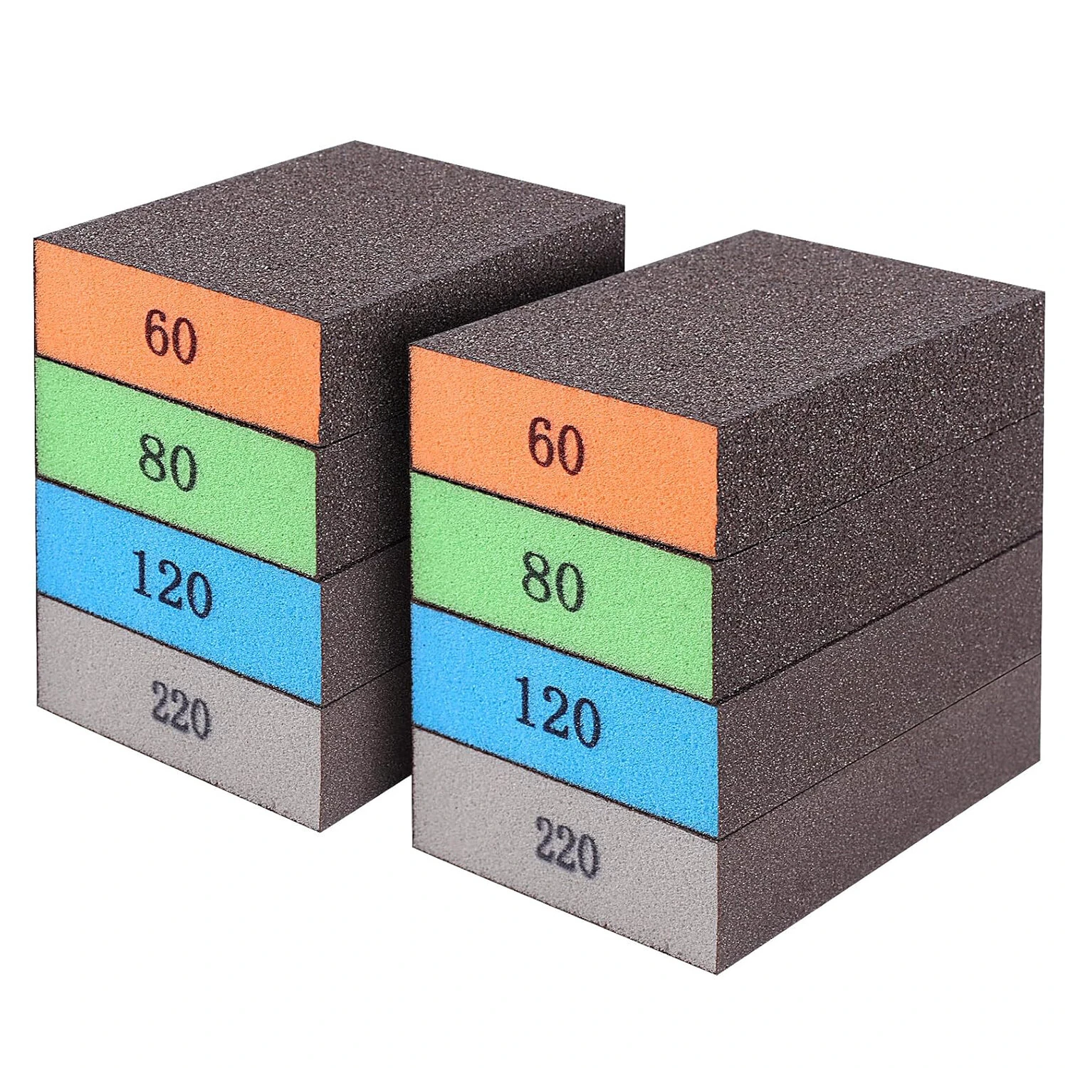 8pcs Washable Sanding Sponges | Assorted Grits 60-220 | For Wood Metal Drywall